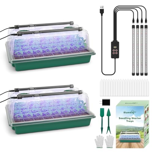 BlumWay Seed Starter Tray with Grow Light,80-Cells Seedling Tray with Humidity Dome/Indoor Grow Kit,1-24 Hours Timed Light Plant Starter Set,White&Blue&Red Grow Light by BlumWay - Used condition - US$27.54