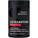 Sports Research® Triple Strength Astaxanthin 12mg w/Organic Coconut Oil - Antioxidant Supplement for Skin & Eye Health Support* - Soy Free · Non-GMO · Gluten Free - 60 Softgels