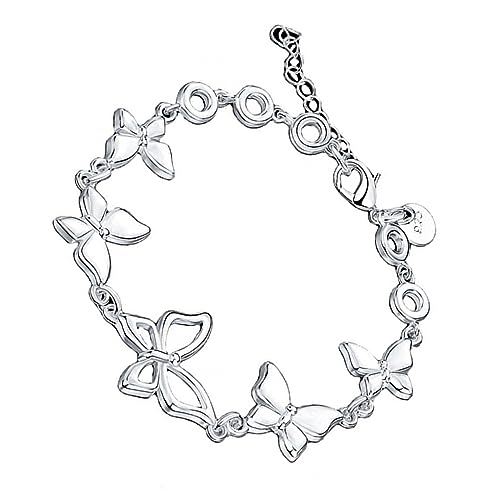 Customizable 925 Sterling Silver Bracelet Fitting for Girls Unique Metal 925 Sterling Silver Butterflies Bracelet