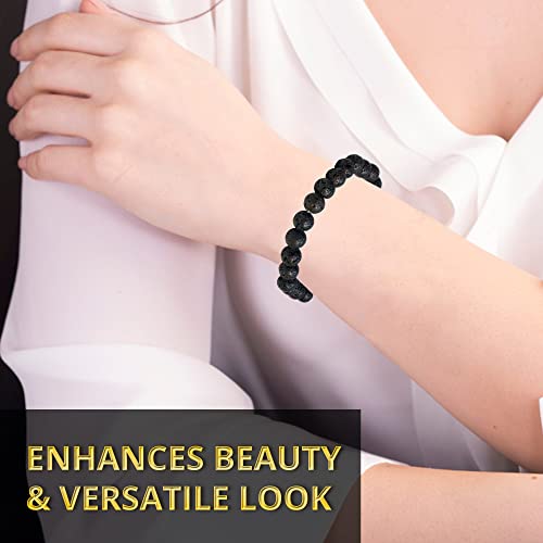 Image of ANAYA AGATE Healing Crystal Bracelet for Women and Men - 8mm Round Beaded Bracelet for Men and Women - Unisex Stretchy Gemstone Bracelet for Healing and Protection