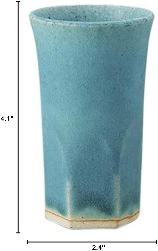 せともの本舗 Set of 10 Beer Cups, Turkish Glazed Hexagonal Cold Sake Cup, 2.4 x 4.1 inches (6 x 10.3 cm), 130cc, Souvenir, Ryokan, Japanese Tableware, Restaurant, Commercial Use, Tableware