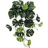 人工モンステラ スモール フェイク 鉢植え ミニ 吊り下げ つる フェイク トロピカル ヤシの植物 アイビーグリーン 屋内 屋外 キッチン 装飾 浴室 オフィス 棚 テーブル ポット 窓辺 DIY 装飾 - グリーン 1パック