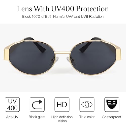 AkoaDa Retro Oval Sunglasses Trendy Sunglasses for Women Men Classic Sunshade Sunglasses Womens3
