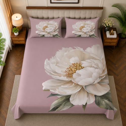 Image of 7D Digital Printed King Size Bedsheet with 2 Pillow Covers | Soft Premium Cotton Feel Microfiber Double Bed Bedsheet | Breathable, Wrinkle Free & Fade Resistant | (Peach, KingSize-225x250CM)