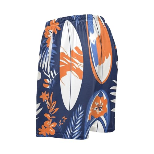 Men's Short Pajama Bottoms Surfboard Palm Tree Floral Home Casual Sleep Pants2