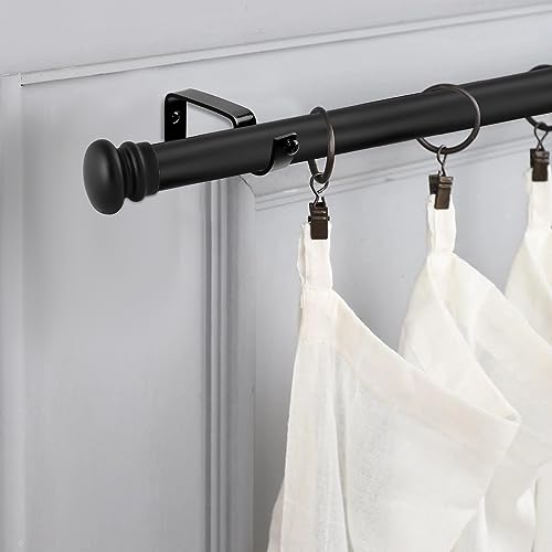 Image of FAPBADRI Simple Curtain End Caps /Finials for a 1 inch Pipe /Rod, Material - Wooden, Color - Black, 2 Pieces