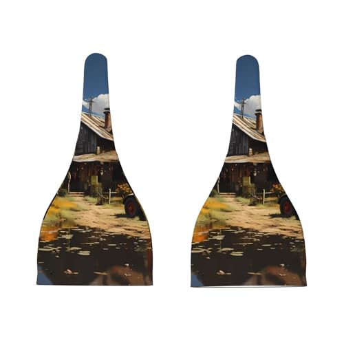 Texas Farm Tractor Print Newborn Baby Hat, Soft Top Knotted Beanie Cap, Cute Infant Headwear for 0-6 Months Welcome Party Black3