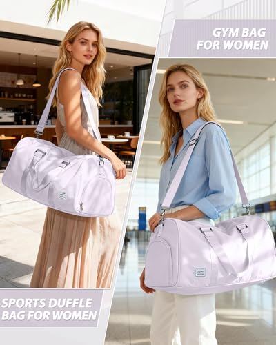 Image of Travel Duffle Bag,Weekender Overnight Bags for Women with Shoes Compartment,Tote Gym Bag Personal Item Carry On Bag for Travel Business Trips Sport Hospital Dance Purple
