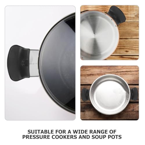 LABRIMP Repuesto mango ergonómico para olla con diseño en oreja, acero inoxidable negro, 4 piezas con resistencia al calor y fácil instalación, adecuado para olla a presión y vaporera miniatura 7