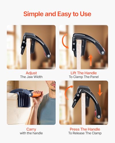 VEVOR Sperrholzträger, 90,7 kg Einzelklemmenkapazität, verstellbares Trockenbau-Tragewerkzeug für 0-25,4 mm dicke Platten, Plattenträger mit Griffen für Kunststoffplatten, Sperrholz, Trockenbau