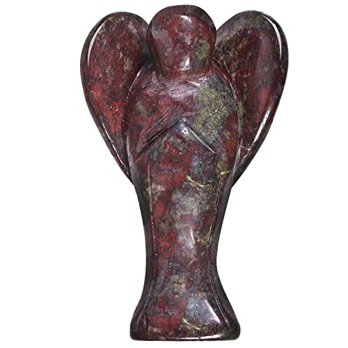 KYEYGWO 7.5 cm Dragon Bloodstone Gemstone Angel Figurine