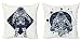 ABAKUHAUS Espacio Exterior Set de 2 Fundas para Cojín, Arte galáctico Astronauta, Estampado Digital en Ambos Lados y Cremallera, 50 cm x 50 cm, Noche Azul Off White