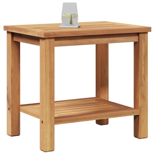 vidaXL Table Basse Marron 50 x 35 x 45 cm Bois de Teck Solide, Table Basse Alfresco, Meuble d’extérieur Moderne pour se détendre, Rangement, Design...