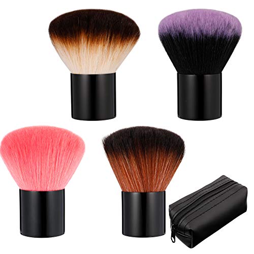 KINAKE 4 Pack Kabuki Makeup Brush Powder Brushes Foundation Brush Blush Brush Bronzer Brush Face Blender Brush Nail Art Dust Brush Travel Foundation Brush for Blush