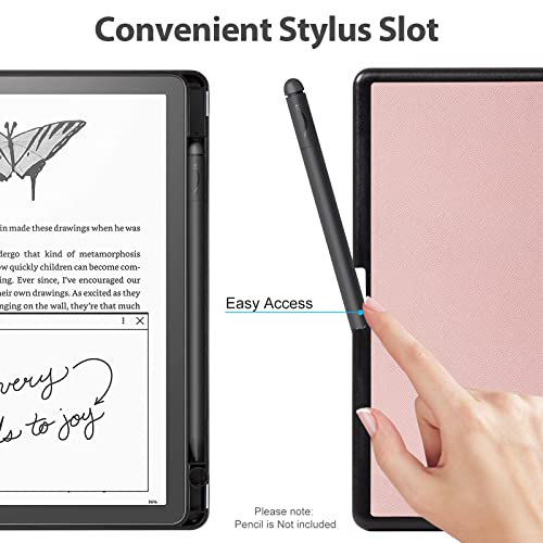 Image of CoBak Case for Kindle Scribe - All New PU Leather Cover with Auto Sleep Wake Feature for Kindle Scribe 10.2 inch 2022 & 2024 Released with Pen Holder,Rose-Gold