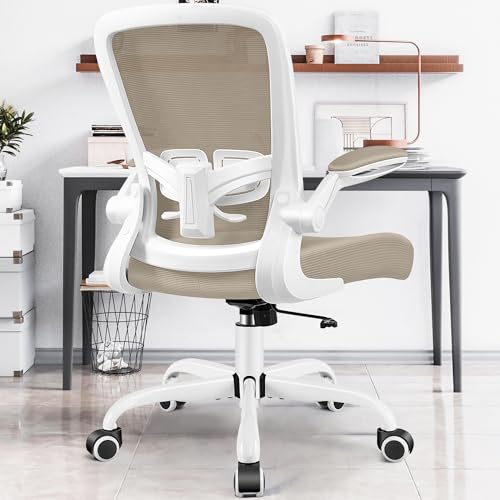 FelixKing Office Chair, Ergonomic Desk Chair with Adjustable Height and Lumbar Support Swivel Desk Computer Chair with Flip up Armrests for Conference Room (Khaki) Khaki FK918