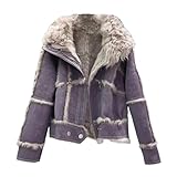 Design: Damen-Sherpa-Jacke Mit Revers, Langen Ärmeln, Seitentaschen, Kurzem, Pelzigem Kunstwollmantel Mit Reißverschluss, Damen-Herbst- Und Winterjacke. Durch Die Lockere, Kurze Passform Wirken Ihre Beine Länger, Wenn Sie Die Stylische Jacke Tragen. Perfekt Zu Figurbetonten Kleidern, Miniröcken Und High Heels Für Einen Glamourösen Look.