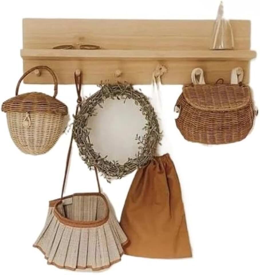 Cabideiro de Parede Madeira Maciça Arara Mancebo Organizador Mult uso