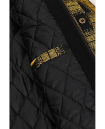 Image of ZENTHACE Men's Quilted Lined Hooded Plaid Jacket,Zipper & Snap Closure