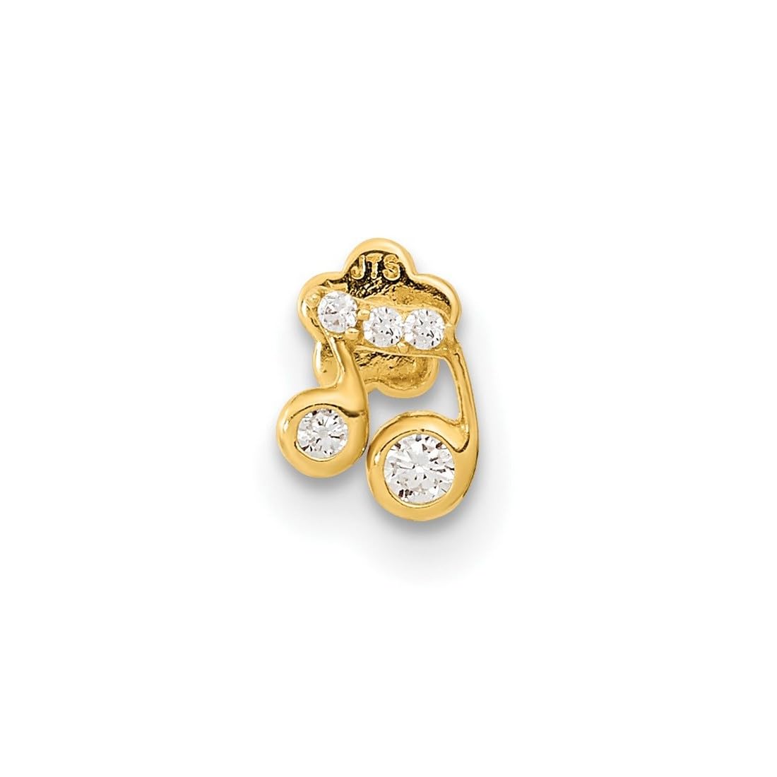 Körperschmuck aus 14 Karat Gold, 19 Gauge, Musiknote und Zirkonia, künstlicher Diamant-Knorpel, Körperschmuck, Maße: 8,48 x 4,74 mm breit, Schmuck für Damen, One Size, Zirkonia Edelstein Zirkonia