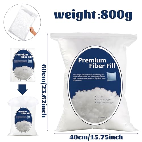 Image of Bupete 28.2oz /800g Polyfill Stuffing, (1.8oz~4.18lb) Pillow Stuffing | Pillow Filling Stuffing for Couch Pillows, Stuffing for Pillows, Fiber Filling Stuffing, Polyester Fiberfill Stuffing