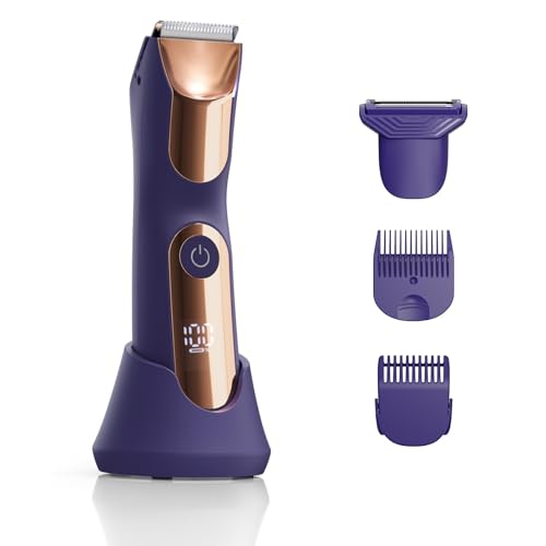 Intiem scheerapparaat voor mannen, elektrisch bodyshaver für herren, rasierer herren intimbereich, nass und trockenrasierer mit verstellbaren kämmen bart, gesichts und körperpflege, lila
