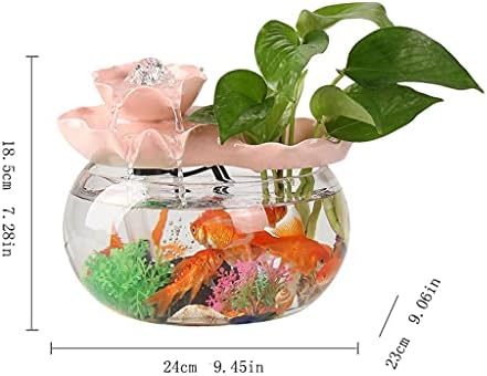 Creative Circulating Water Fish Bowl - 9.45" Glass Desktop Aquarium, Small Household Decorative Fish Tank, Unique Landscaping Ornaments for Home & Office
