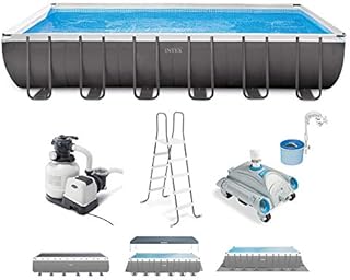 Intex 26363EH Ultra XTR 24 Ft x 12 Ft x 52 in Frame Above Ground Rectangular Pool with Pump, Automatic Vacuum Cleaner & Automatic Mounted Skimmer