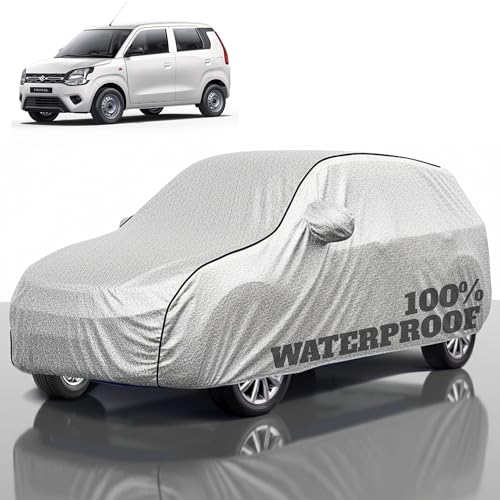Image of Premium Polyester Car Cover Wagon R All-Weather Protection from Rain, Dust & Sun | UV Resistant Fabric | Full Body Secure Fit for Outdoor & Indoor Parking Silver