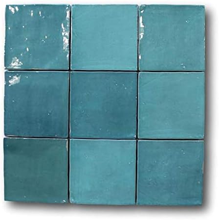 9 Square Foot Box of Mestizaje Zellige 5 x 5 Ceramic Tiles - Turques
