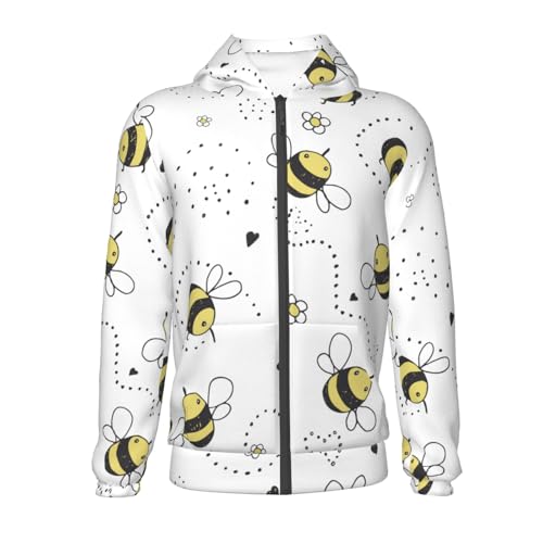 Cartoon Doodle Cute Bees Kid Hoodies Boys Zip Up Sweatshirts Girls Pullover with Pocket2