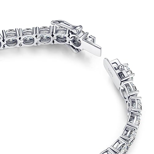 Moissanite Tennis Bracelet for Women, White Gold Plated 925 Sterling Silver Wedding Jewelry, 0.3ct(4mm) Diamond Tennis Bracelets with Gift Box(6/6.5/7/7.5 inch)2