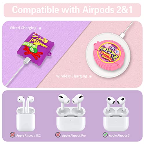 [2Pack]Cute Airpods 3Rd Generation(2021) Case,Bubble Gum & Takis Potato Chips Airpods 3 Cover,Soft Silicone 3D Funny Cool Cartoon Food Fashion Airpod 3 Set Skin With Keychain For Kids Teens Boys Girls #TOP6
