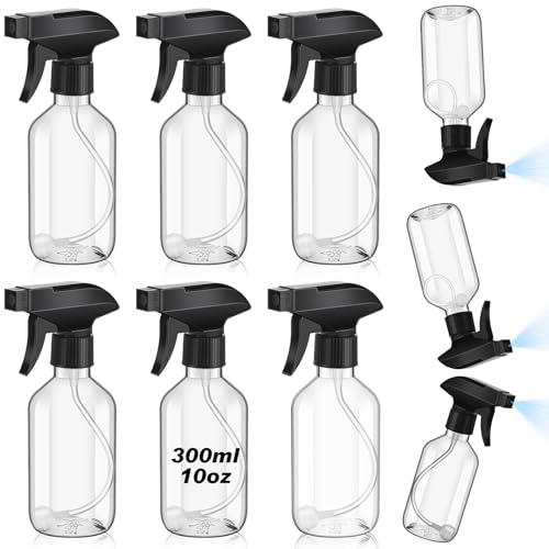 LOYIM 6 Pack 360° Water Spray Bottle Plastic Spray Bottles 10 oz, Upside Down Fine Mist/stream Water Bottle Upgraded Adjustable Nozzle Refillable Empty Containers for Plants,Cleaning, Hair, Cooking