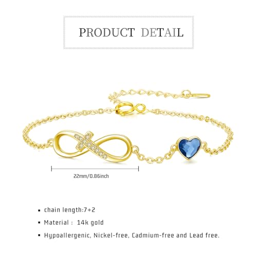 14K Gold infinity bracelets for women Heart Infinity Bracelet Infinity - Cross Heart Bracelet for Women Wife Mother Valentines Day Mothers Day Gifts Jewelry2
