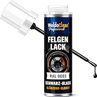 WoldoClean Felgenlack Schwarz Glänzend 12ml - Lackstift für Alufelgen zum Kratzer Entfernen und Ausbessern