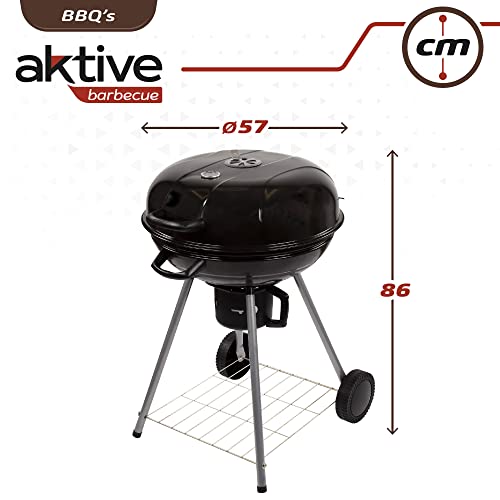 Miniatura 7 de Aktive 52803 - Barbacoa Portátil Carbón Barbacoa Redonda Con Tapa Ø57x86cm Con Sistema De Ventilación Incorporado Y Depósito De Cenizas Control De Temperatura 2 Ruedas Para Fácil Transporte