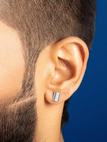 Image of ORIONZ Stud Earrings for Men & Boys (1 Piece) - 925 Sterling Silver CZ Ear Studs - Men Fashion Gift