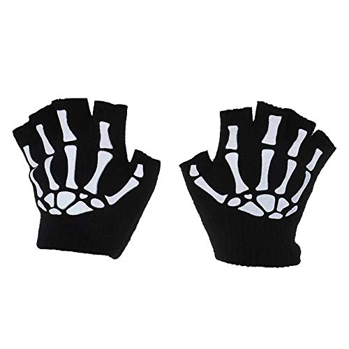 Luvas de luva infantil 1/2/5 esqueleto quente os pares sem dedos malha escura brilho bebê menina 6 a