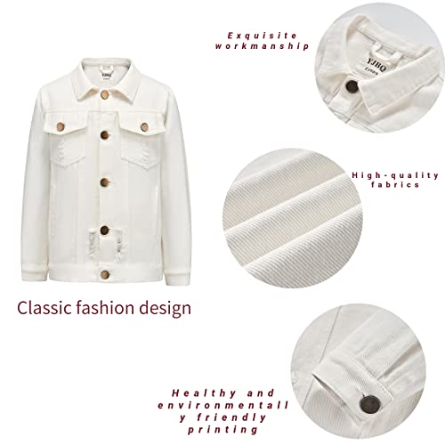 Image of Girls Boys Jean Jacket for (4-14 Years Kids) Trendy Cozy Soft Ripped Denim Coat Casual Outerwear School Travel Teen Gift