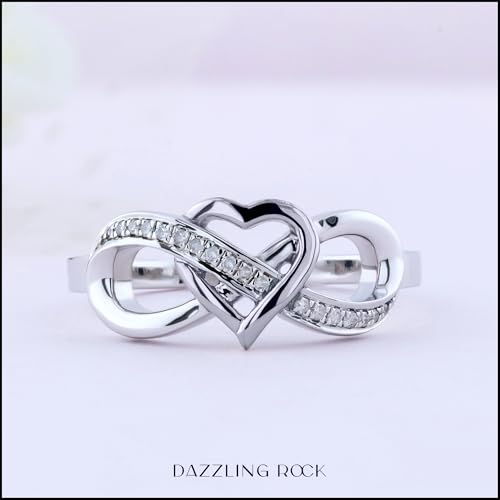 Dazzlingrock Collection 0.08 Carat Round White Diamond Infinity Heart Promise Ring for Women in 925 Sterling Silver3