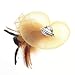 Navifoce Fashion Women's Flower Feather Mesh Net Fascinator Beaded Cocktail Headwear with Hair Clip and Brooch (Light Yellow)