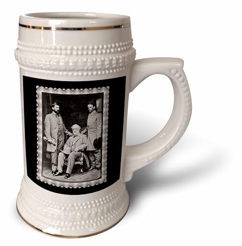3dRose Generals Robert E, Curtis Lee and Colonel Walter Taylor by Mathew Brady 1865 Civil War Photo Mug, 18oz (STN_160767_1), 22oz Stein, White
