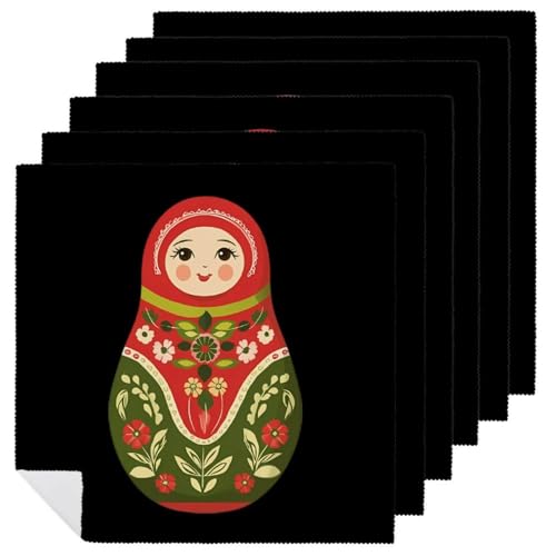 Servilletas de tela para cocina reutilizables con estampado de muñeca rusa 2
