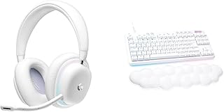 Logitech G G735 Wireless Gaming Headset, Customisable LIGHTSYNC RGB Lighting - White Mist & G713 Wired Mechanical Gaming Keyboard - White Mist
