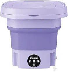 Mini Máquina de Lavar Roupa Portátil Dobrável 11 Litros Centrifuga Lavagem Semiautomática Roupas Sensíveis e Intimas 3 Modos Para Viagem Cor Roxo Bivolt