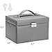 BEWISHOME Jewelry Box Jewelry Boxes for Women Girls Jewelry Organizer Box with Lock Mirror, Pu Leather Travel Jewelry Case for Earring Ring Bracelet, Gifts for Women Grey, SSH77H