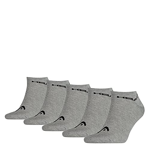 5 Pairs Unisex Head Sneaker Sport Socks Grey 2.5-5 (35-38)