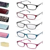 LANLANG Gafas presbicia mujer, Gafas lectura, gafas anti luz azul, filtro azul, gafas de lectura, gafas para leer, Transparente Rojo/Gris/Azul/Negro/Morado-5pcs, +2.0 dioptrías