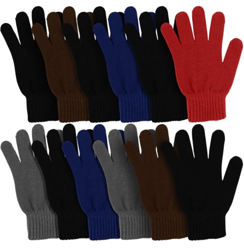 Winter Magic Gloves, 12 Pairs Stretchy Warm Knit Bulk Pack Mens W...